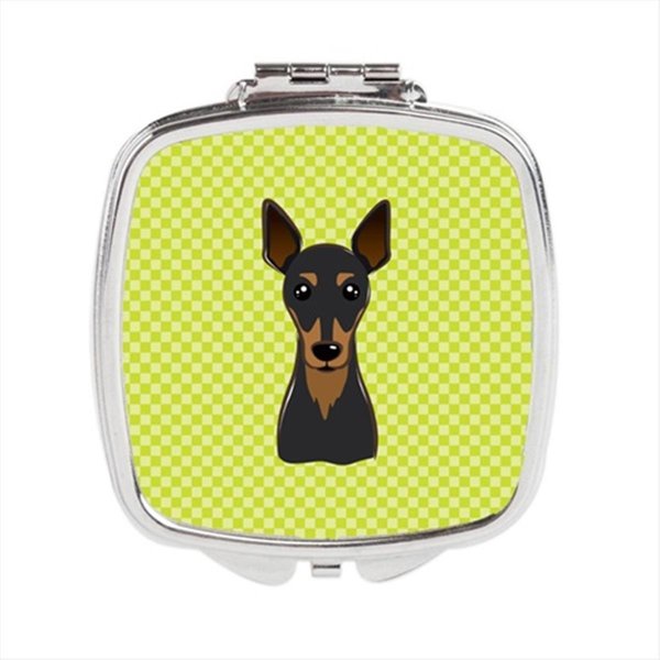 Carolines Treasures Checkerboard Lime Green Min Pin Compact Mirror- 2.75 x 3 x .3 In. BB1302SCM